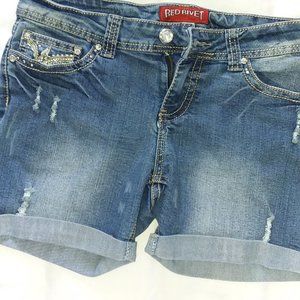 Red Rivet Denim Cutoff Shorts, Sz11